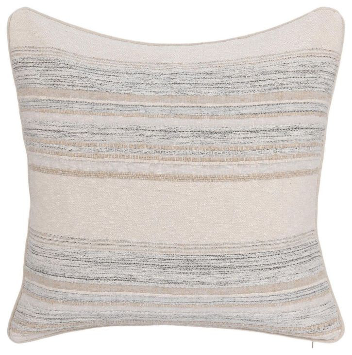 Tranquil Coasts Rockport Ivory and Brown Square Accent Pillow