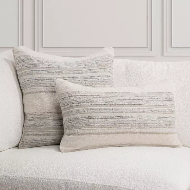 Tranquil Coasts Rockport Ivory and Brown Square Accent Pillow Set of 2