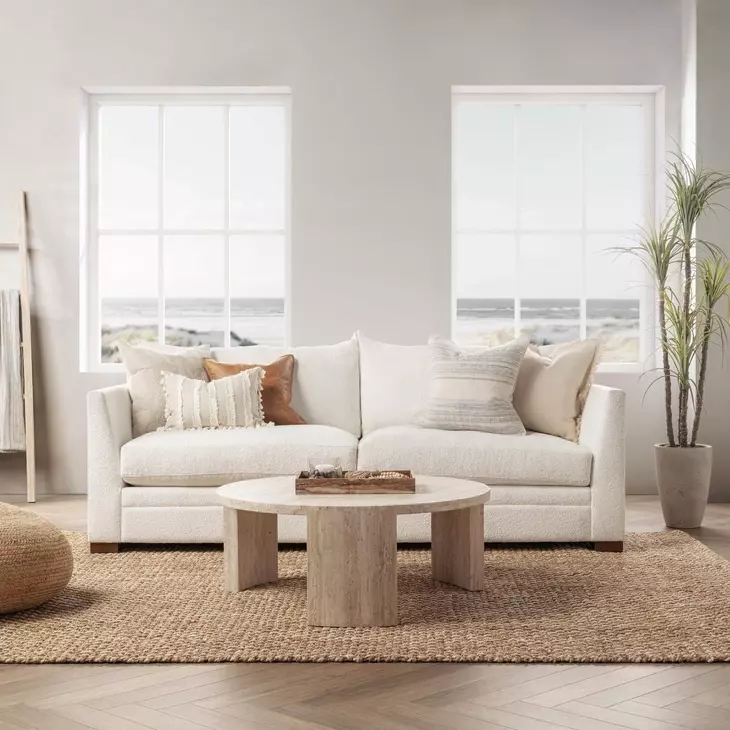 Tranquil Coasts Rockport Ivory and Brown Square Accent Pillow Set of 2