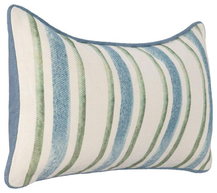 Tranquil Coasts Harbor Stripe Ivory Rectangular Accent Pillow