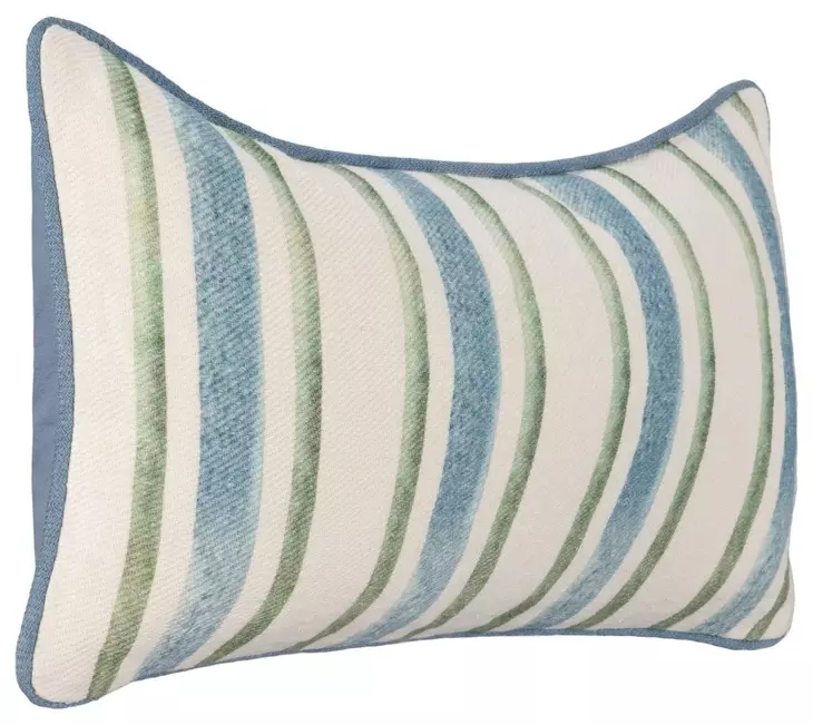 Tranquil Coasts Harbor Stripe Ivory Rectangular Accent Pillow Set of 2