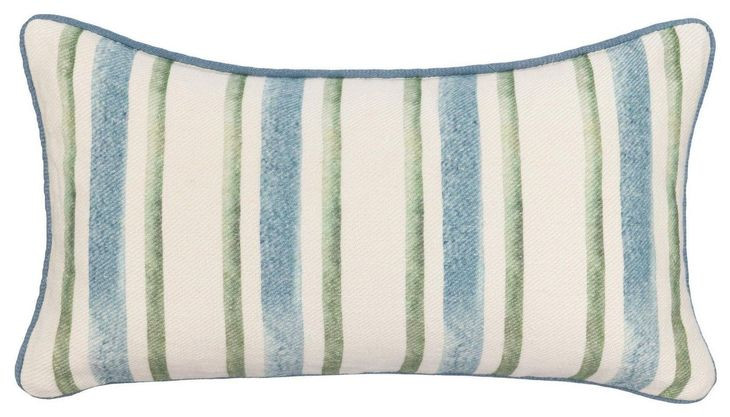 Tranquil Coasts Harbor Stripe Ivory Rectangular Accent Pillow