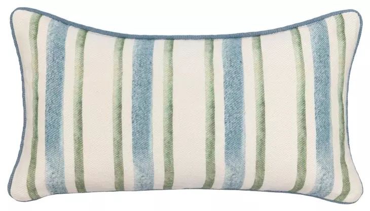 Tranquil Coasts Harbor Stripe Ivory Rectangular Accent Pillow Set of 2