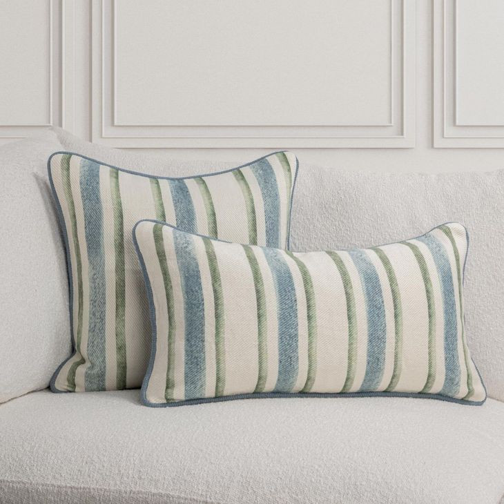 Tranquil Coasts Harbor Stripe Ivory Rectangular Accent Pillow