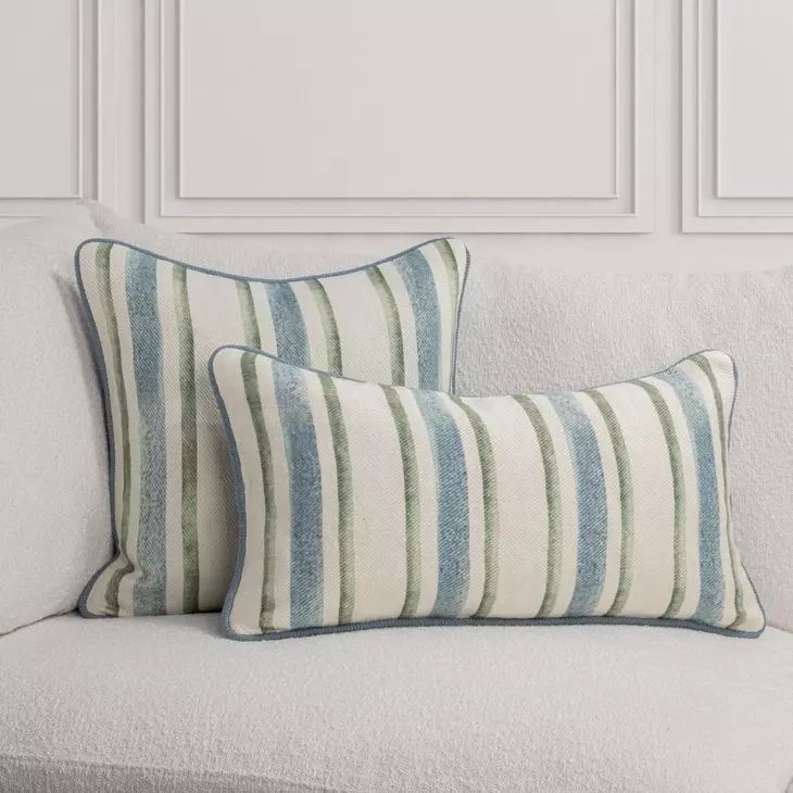 Tranquil Coasts Harbor Stripe Ivory Rectangular Accent Pillow Set of 2