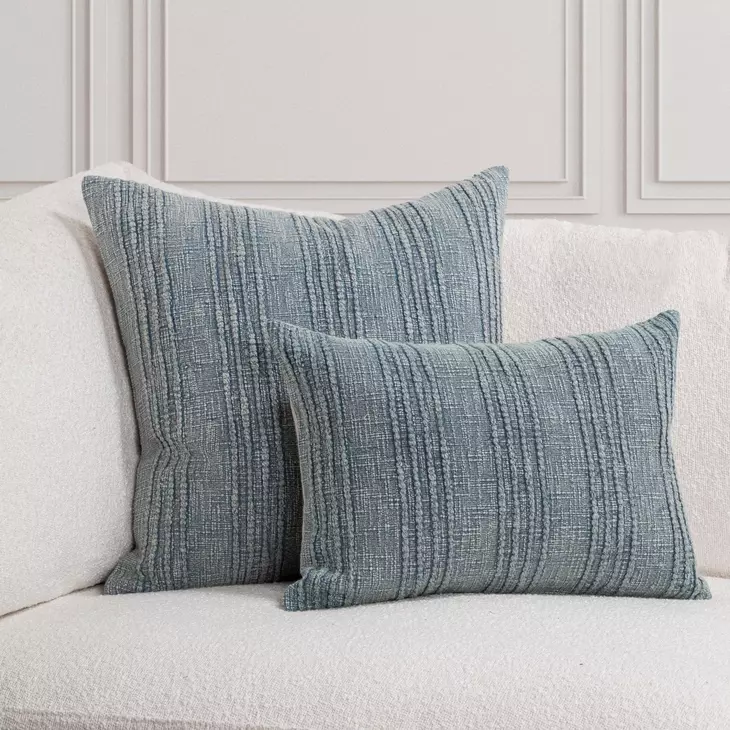 Gratitude Sea Fog Blue Rectangular Accent Pillow Set of 2