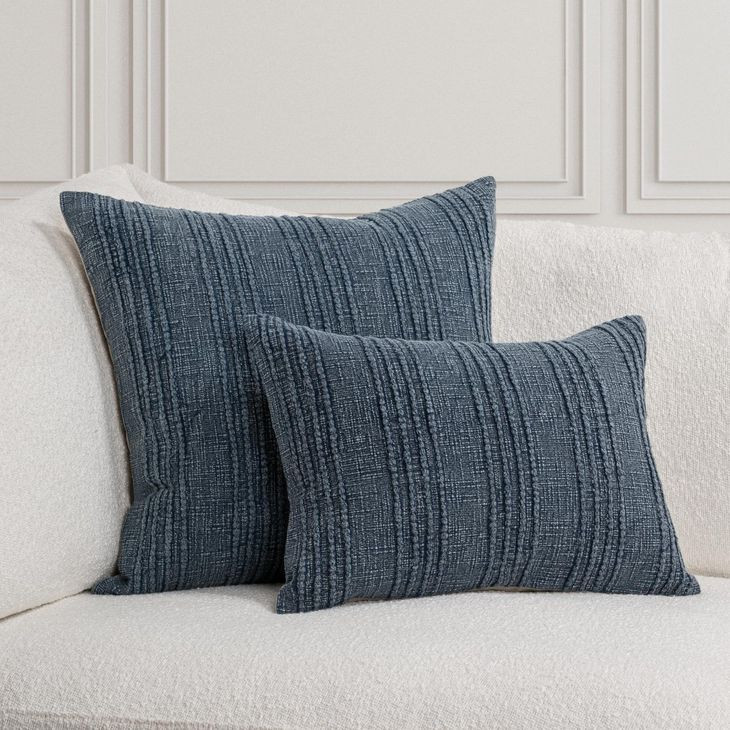 Gratitude Navy Blue Rectangular Accent Pillow
