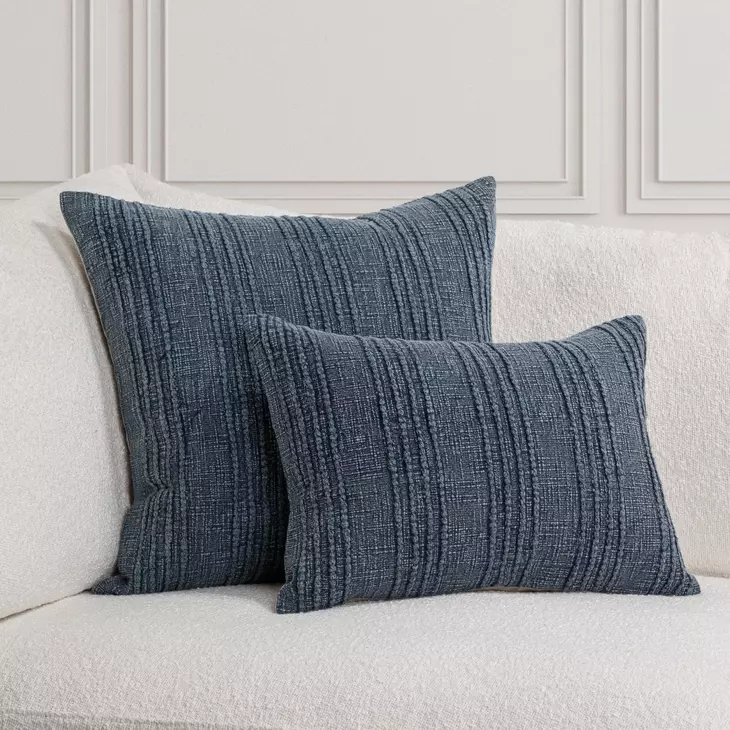Gratitude Navy Blue Rectangular Accent Pillow Set of 2