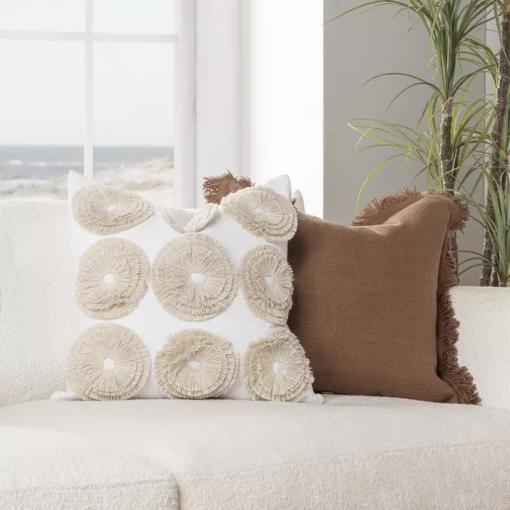 Tranquil Coasts Halston Ivory Square Accent Pillow Set of 2