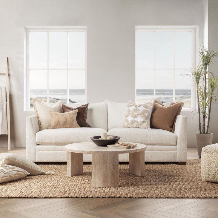 Tranquil Coasts Halston Ivory Square Accent Pillow