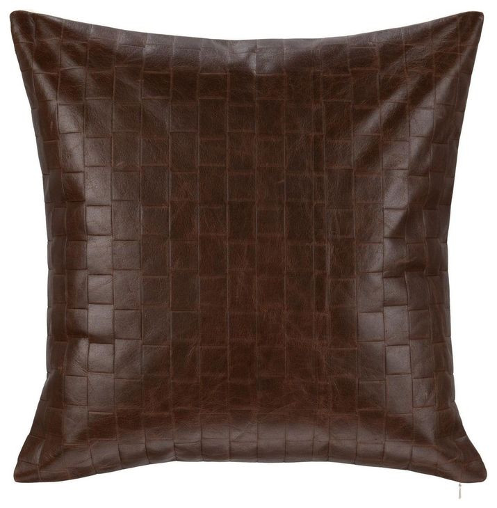 Tranquil Coasts Leather Seston Brown Square Accent Pillow