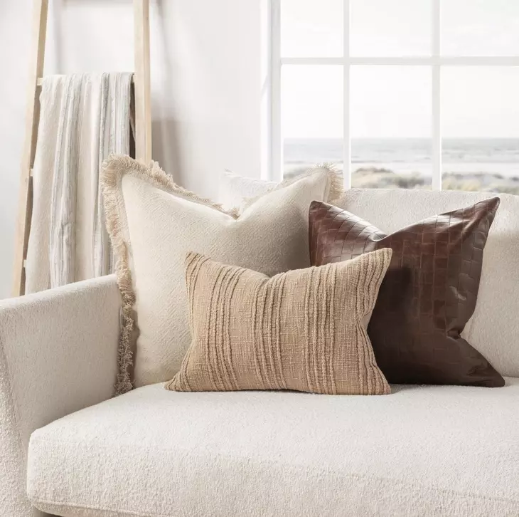 Tranquil Coasts Leather Seston Brown Square Accent Pillow Set of 2