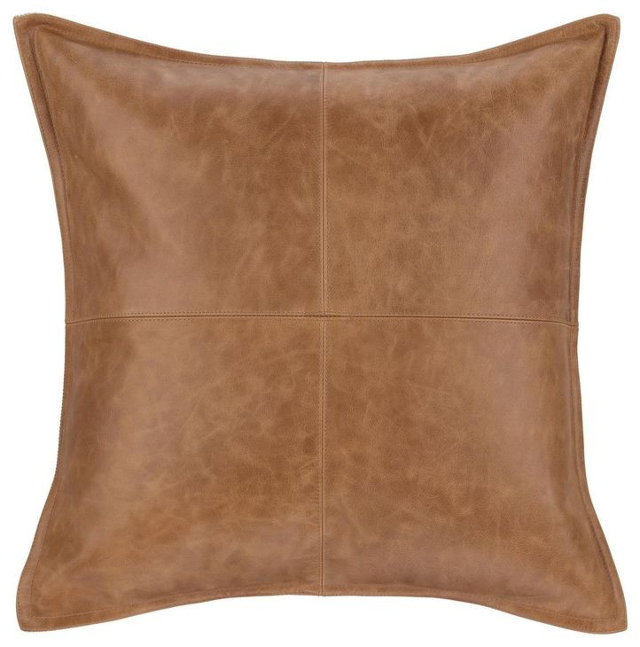 Soco Leather Dumont Chestnut 18 x 18" Accent Pillow