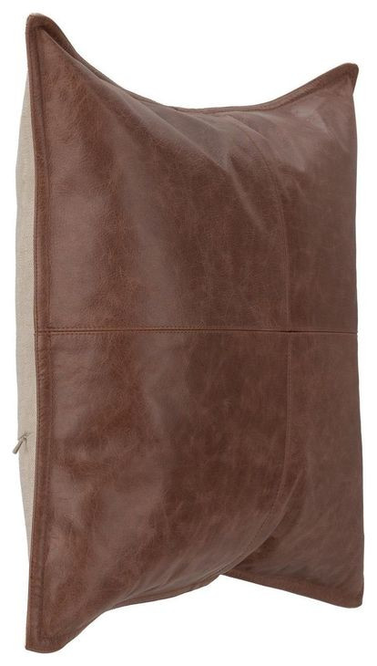 Soco Leather Kona Brown 18 x 18" Accent Pillow