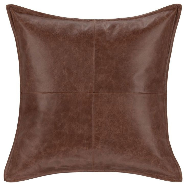 Soco Leather Kona Brown 18 x 18" Accent Pillow