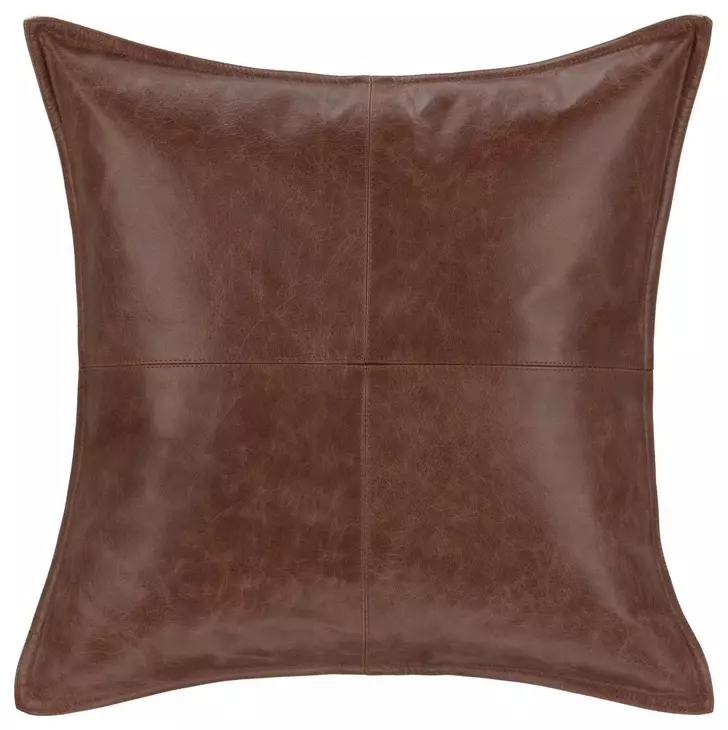 Soco Leather Kona Brown 18 x 18" Accent Pillow Set of 2