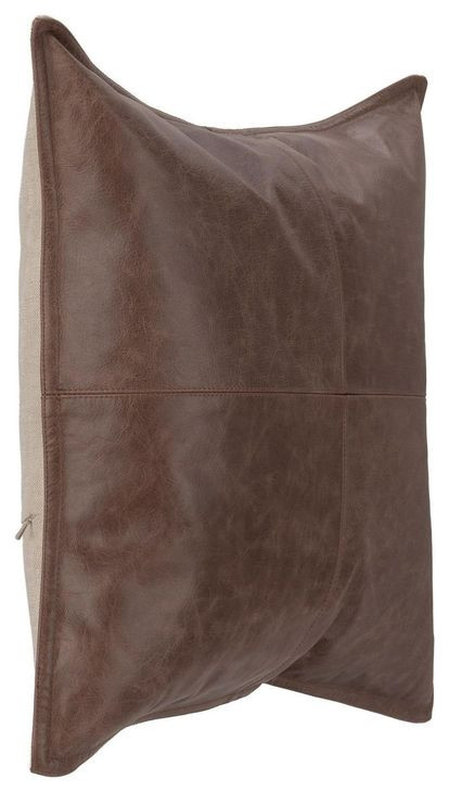 Soco Leather Parsons Cocoa 18 x 18" Accent Pillow