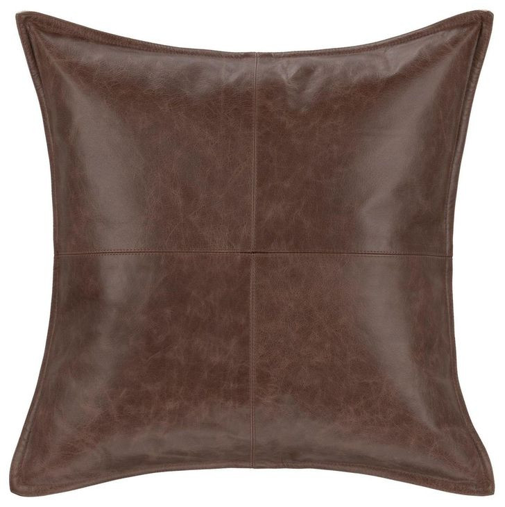 Soco Leather Parsons Cocoa 18 x 18" Accent Pillow