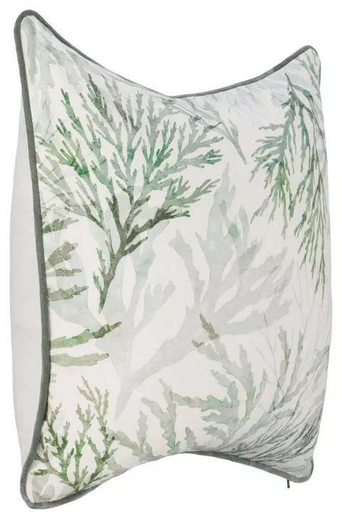 Tranquil Coasts Lessonia Green and Cream Square Accent Pillow Set of 2