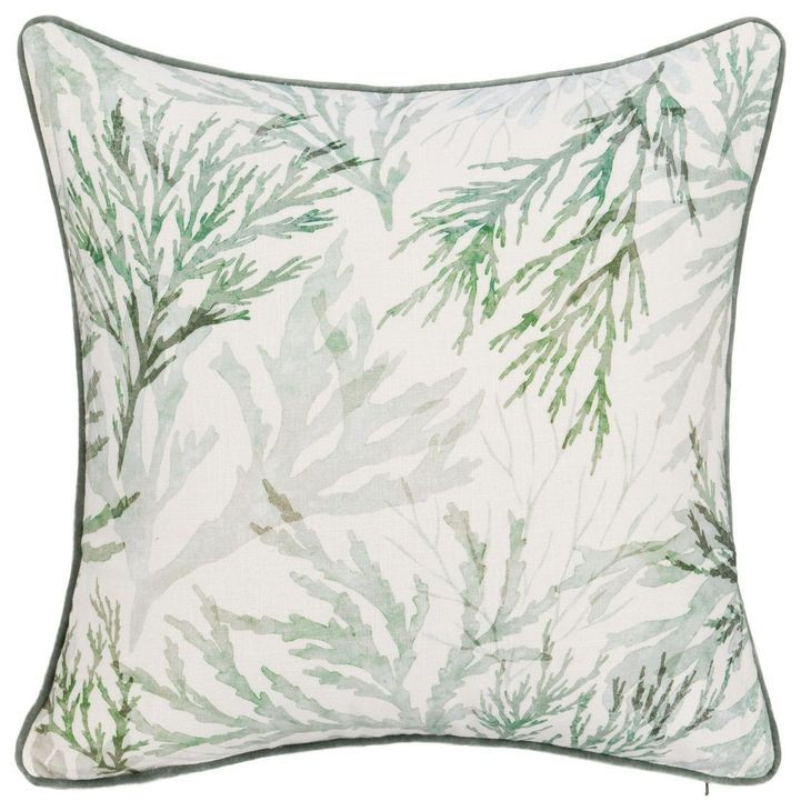 Tranquil Coasts Lessonia Green and Cream Square Accent Pillow