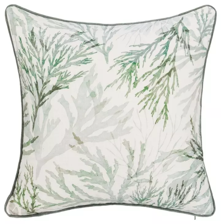 Tranquil Coasts Lessonia Green and Cream Square Accent Pillow Set of 2
