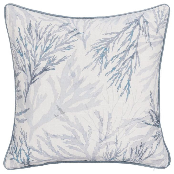 Tranquil Coasts Lessonia Blue and Cream Square Accent Pillow