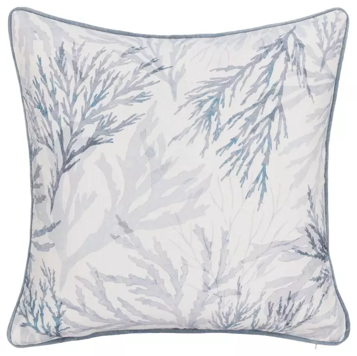 Tranquil Coasts Lessonia Blue and Cream Square Accent Pillow Set of 2