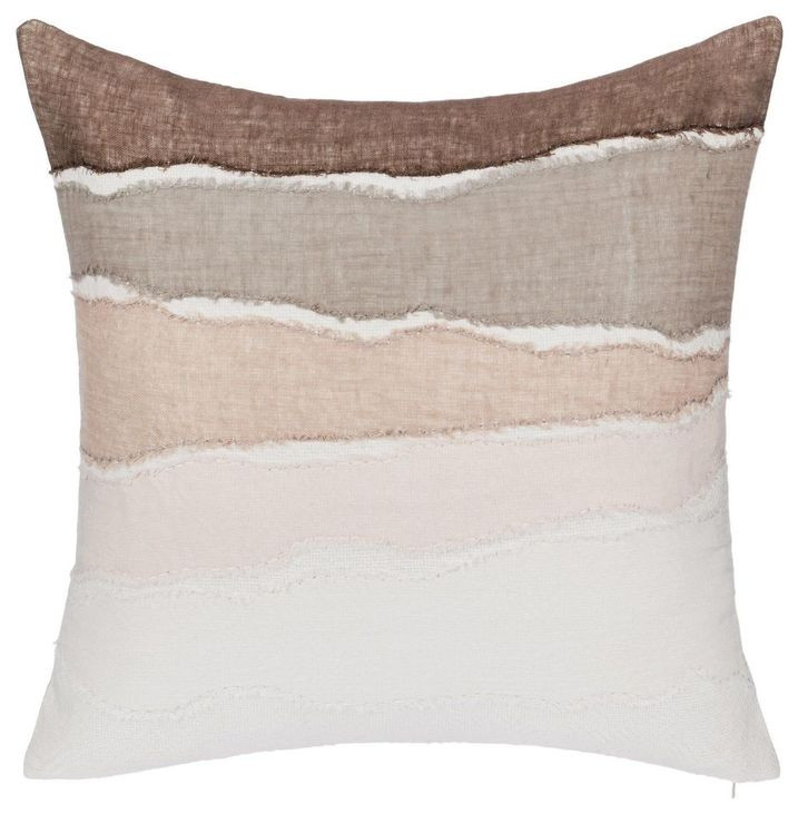 Lineage Bikram Ivory and Mocha Cream Square Accent Pillow