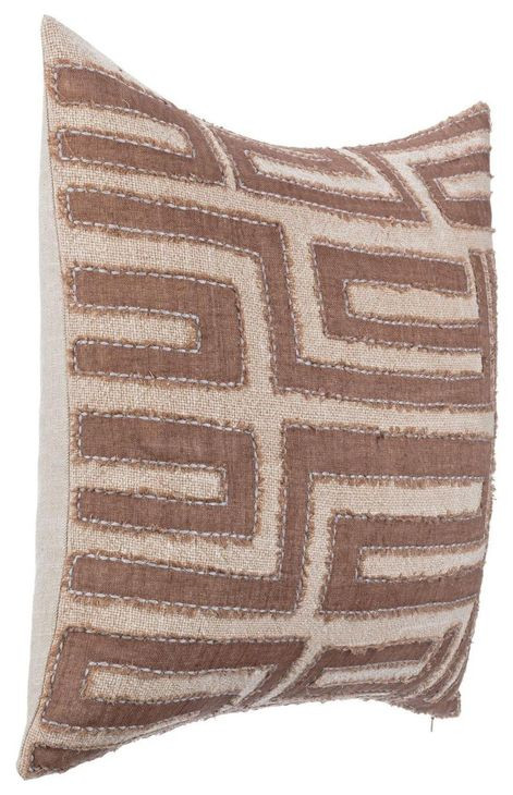 Villa Classics Mateo Sepia Brown and Natural Square Accent Pillow