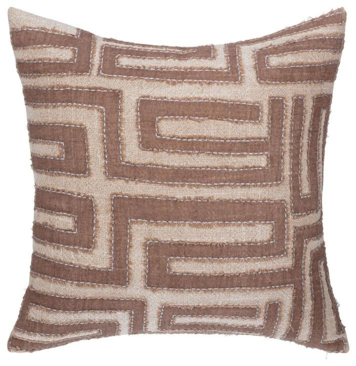 Villa Classics Mateo Sepia Brown and Natural Square Accent Pillow