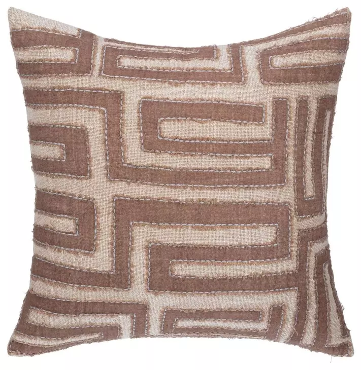 Villa Classics Mateo Sepia Brown and Natural Square Accent Pillow Set of 2