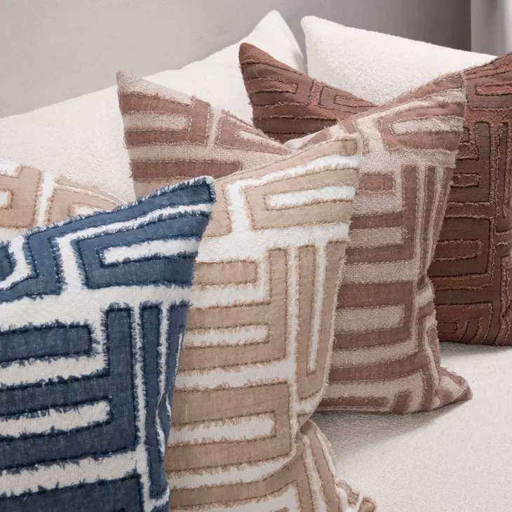 Villa Classics Mateo Sepia Brown and Natural Square Accent Pillow Set of 2