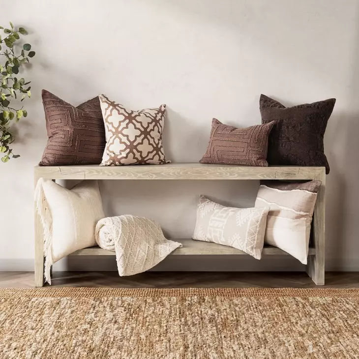 Lineage Abbey Sierra Brown Square Accent Pillow Set of 2