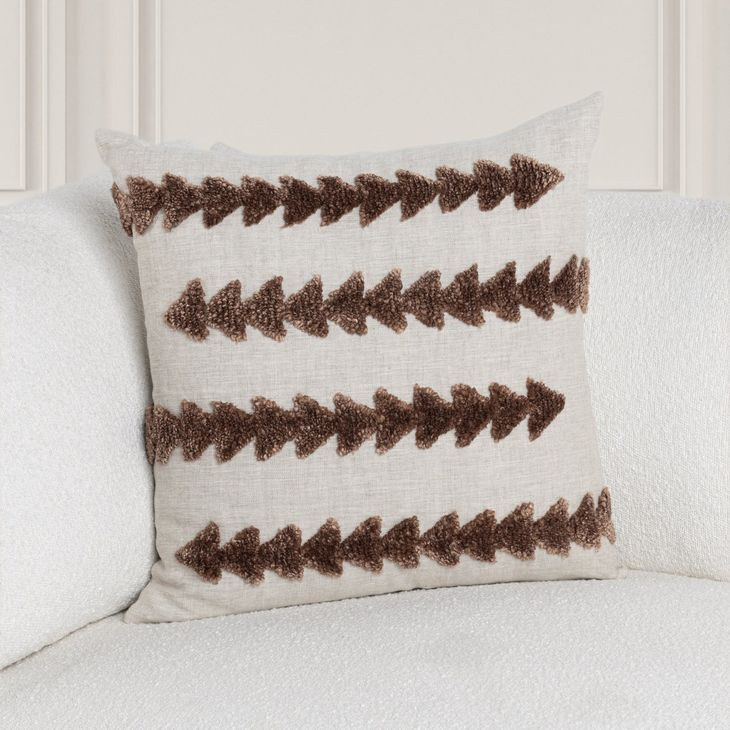Lineage Essay Frothed Brown Square Accent Pillow