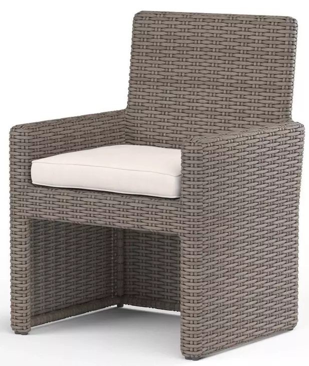 Montecito Canvas Natural Upholstered Outdoor Coronado Dining Chair with Self Welt