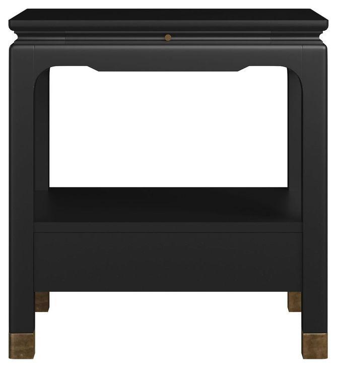 Eave Black Rectangular Bedside Table with 1 Drawer