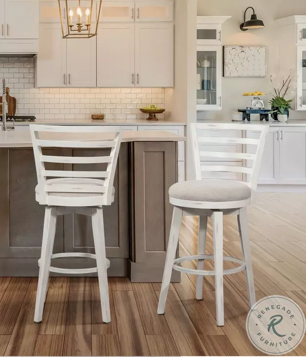 Meadowbrook Whitewash Swivel Bar Stool