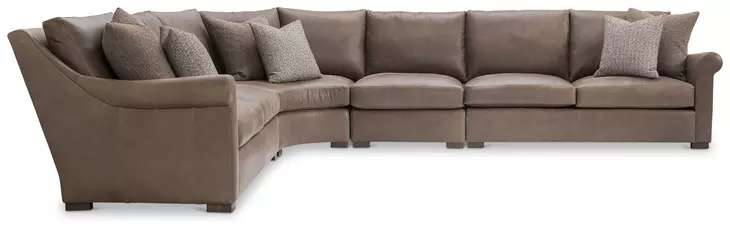 Keirnan Brown Leather 4 Piece Modular Sectional with Pillows
