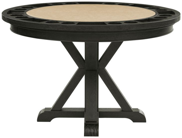 Rylie Black 48" Round Game Top Dining Table with Storage