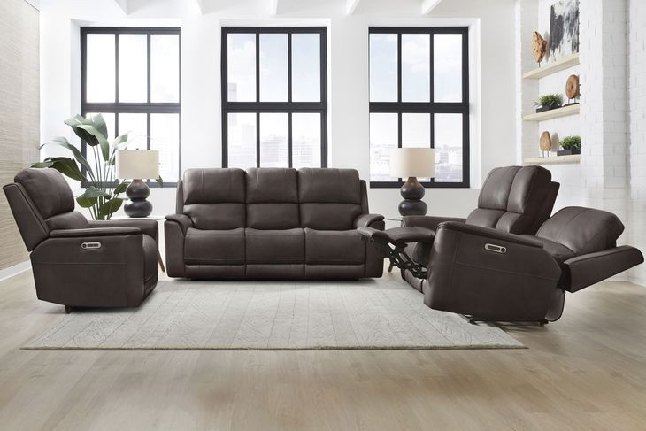 Easton Steamboat Brown Leather 76" Zero Gravity Power Reclining Loveseat with Console and USB Charging