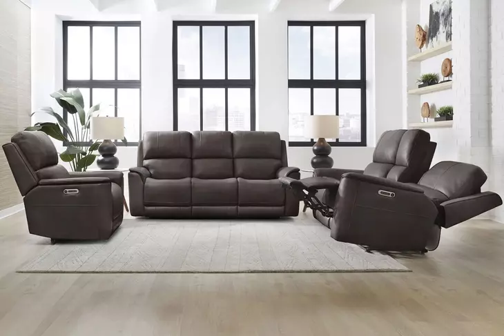 Eldridge Steamboat Brown Leather 76" Zero Gravity Power Reclining Loveseat with Console and USB Charging