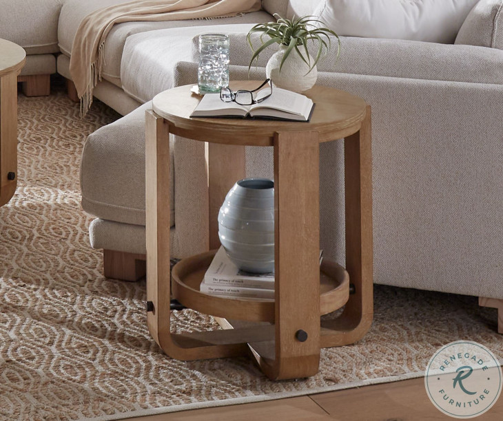 Escape Glazed Natural Oak Round End Table From Parker House | Coleman ...