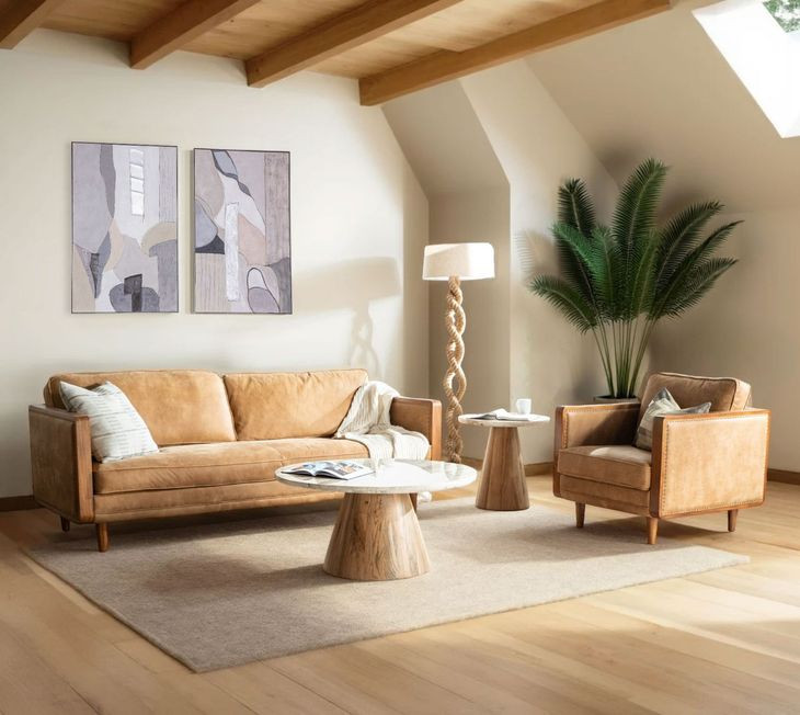 Victoria Outback Tan Leather Accent Chair