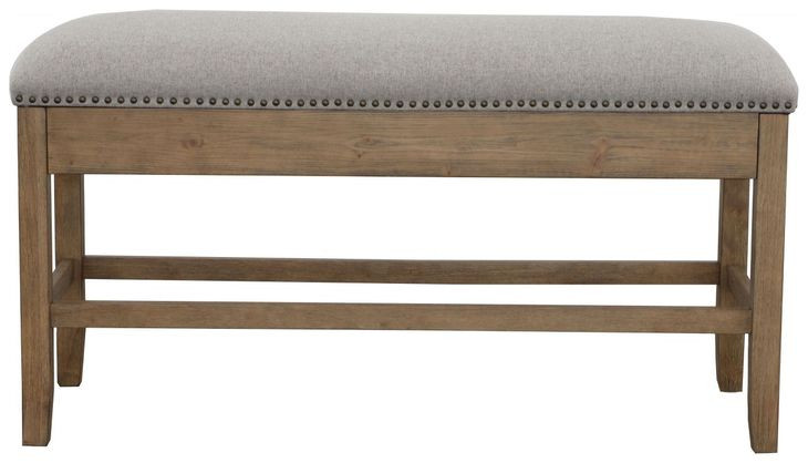 Grayson Brown 47" Counter Height Storage Bench with Nailhead Trim