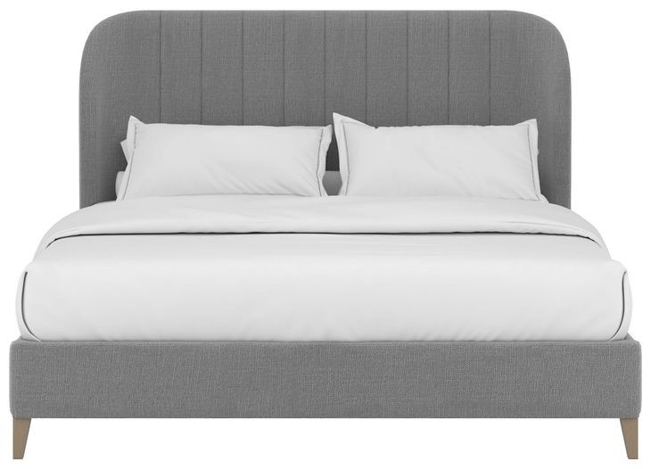 Dante Slate Performance Fabric Queen Upholstered Wide Channel Panel Bed