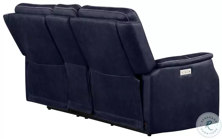Valencia Ocean Blue Reclining Living Room Set with Power Headrest And Footrest