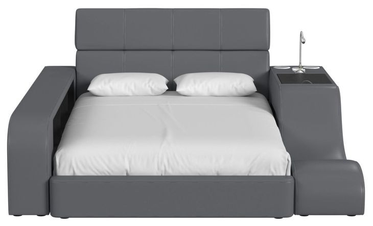 Booker Gray Full Upholstered Transformer Bed with Electronic Features and LED