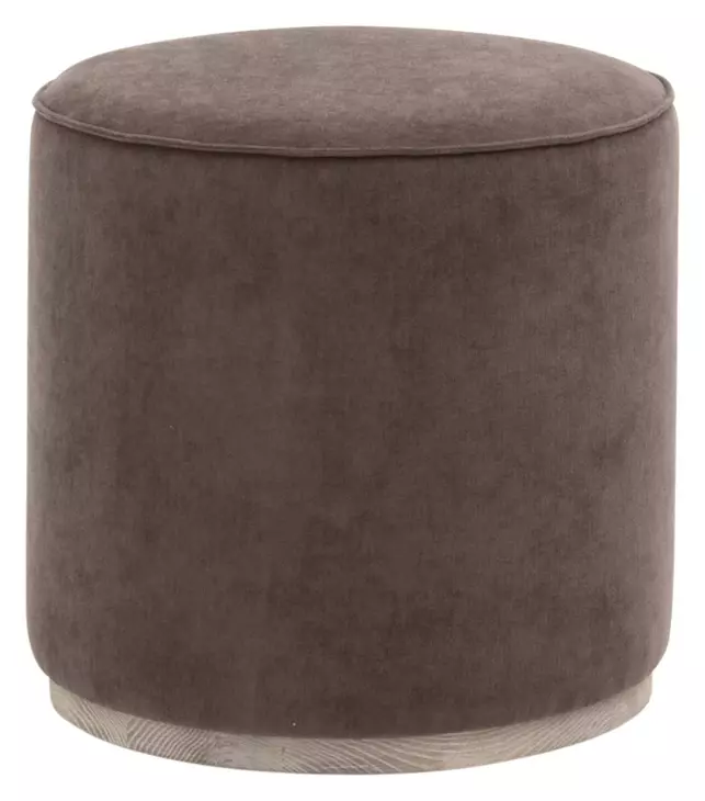 Vale Brown Performance Fabric Upholstered Round Accent Ottoman