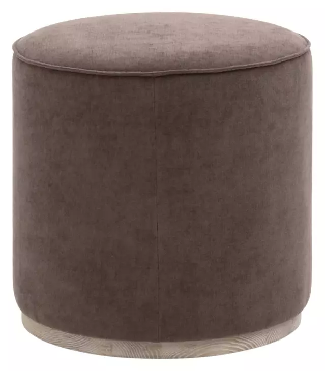 Vale Brown Performance Fabric Upholstered Round Accent Ottoman