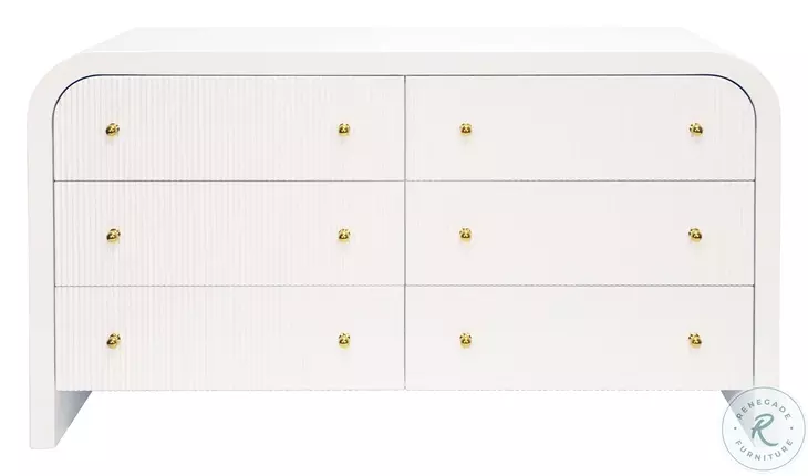 Valentina White Lacquer Waterfall Edge Chest